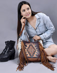 ADBG1219 American Darling Hand Tooled Hair On Genuine Leather Women Bag Western Handbag Purse
