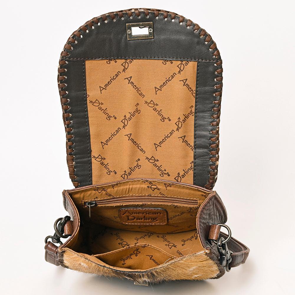 American Darling ADBG1221 Hand Tooled Hair-On Genuine Leather Women Bag Western Handbag Purse
