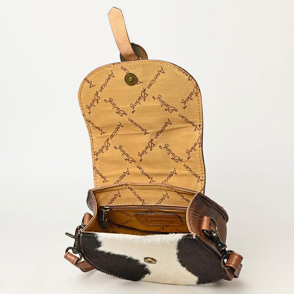 ADBG1222B American Darling Hand Tooled Hair On Genuine Leather Women Bag Western Handbag Purse