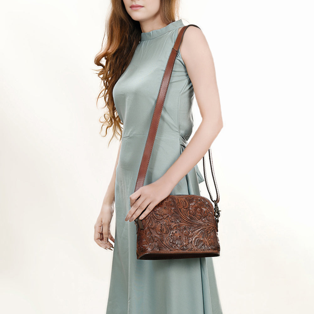 OHLAY Cross Body Hand Tooled Hair-On Genuine Leather Women Bag Western Handbag Purse | for