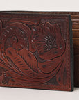 OHLAY Genuine Leather Hand Tooled Bifold Wallet bag western handbag purse