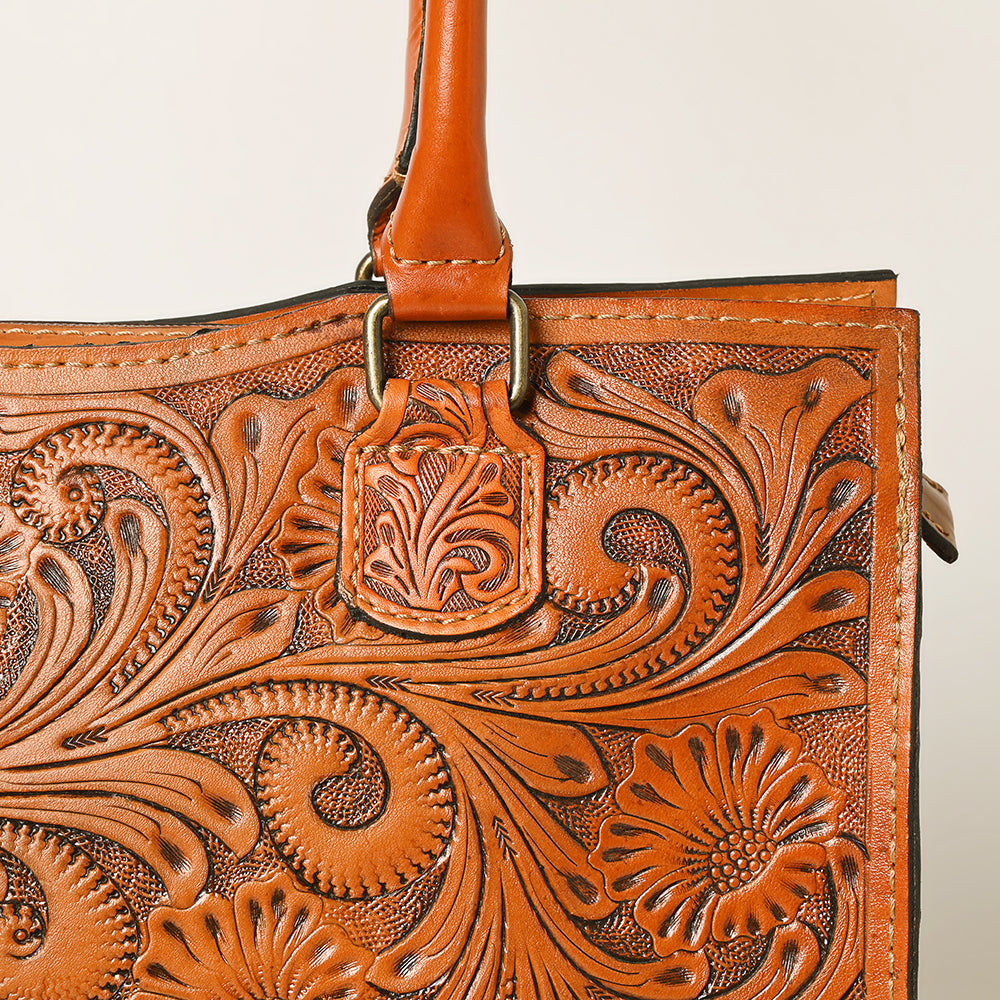 KBG334C Ohlay Western Genuine Leather Hand Tooled Women Tote Bags