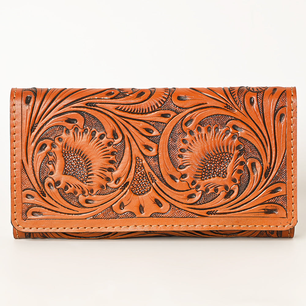 OHLAY WALLET Hand Tooled  Genuine Leather women bag western handbag purse