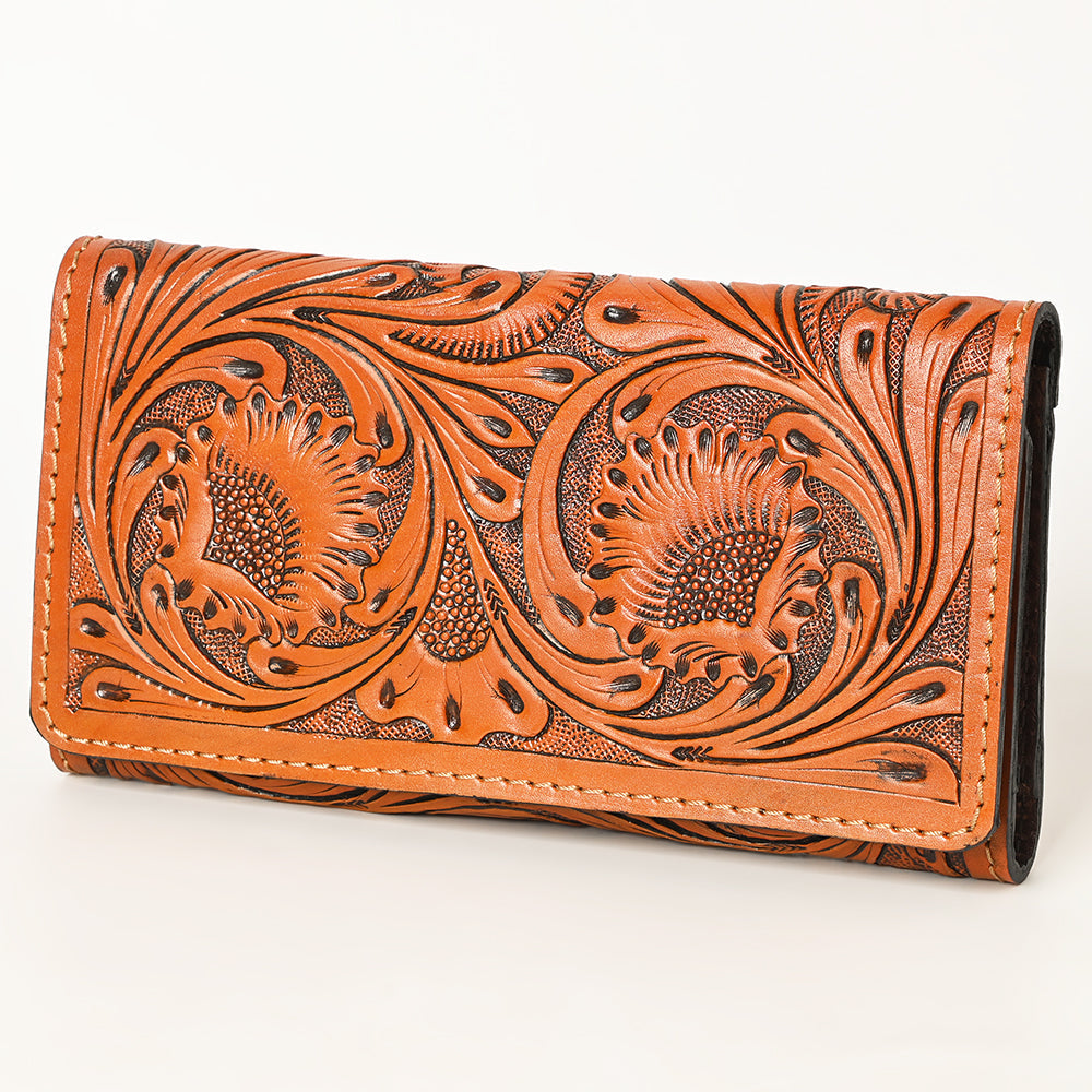 OHLAY WALLET Hand Tooled  Genuine Leather women bag western handbag purse