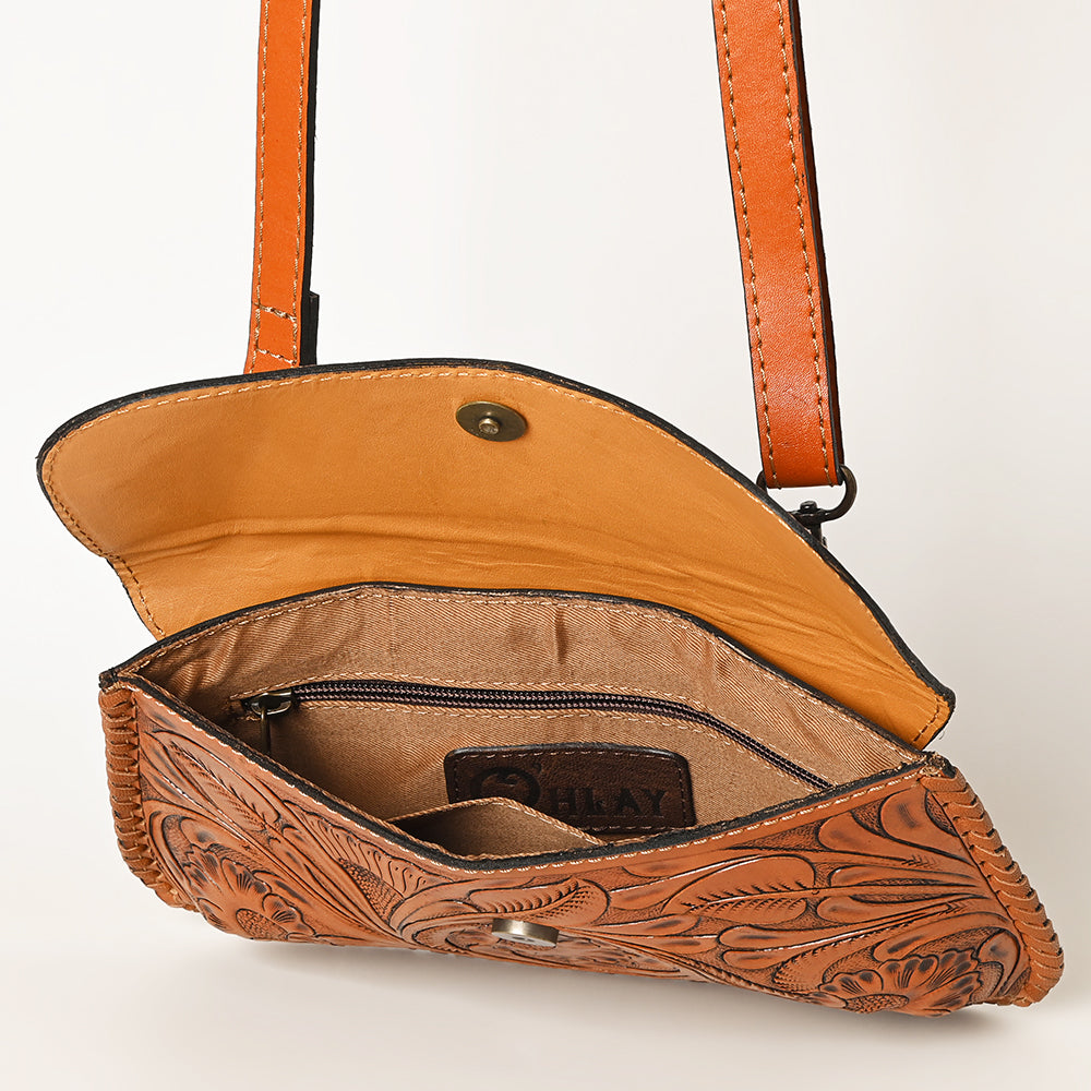 OHLAY WALLET Hand Tooled  Genuine Leather women bag western handbag purse