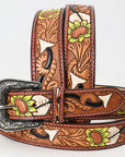 American Darling ADBLF121-L Beautifully Hand Tooled Genuine American Leather Belt Men and  Women