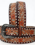 American Darling ADBLF120A-L Beautifully Hand Tooled Genuine American Leather Belt Men and  Women