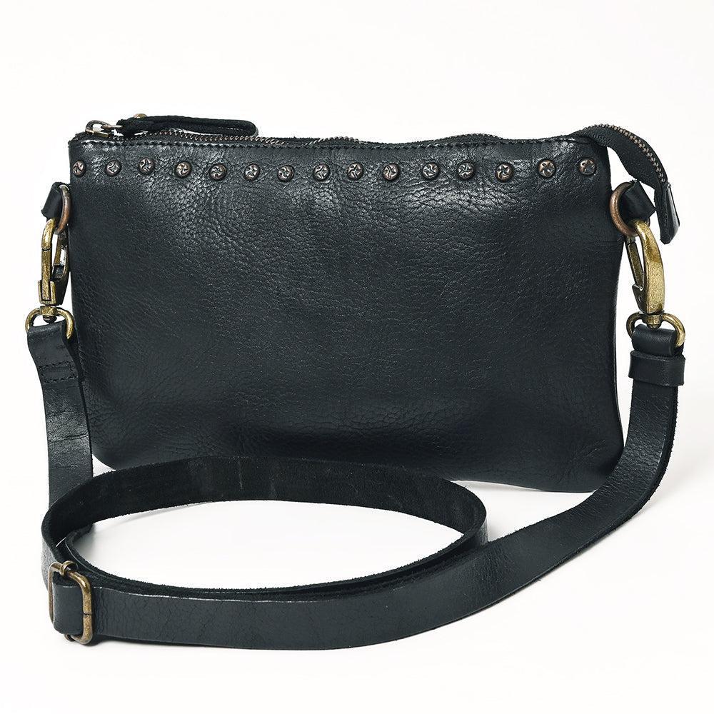 Spaghetti Western Swc192Blk Cross Body I Vintage Handmade Drum Dyed Genuine European Cowhide Leather Women Bag Western Handbag Purse