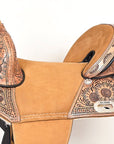 Hilason Western Horse Trail Barrel Floral Racing American Leather Saddle Tan