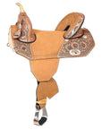 Hilason Western Horse Trail Barrel Floral Racing American Leather Saddle Tan