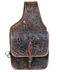 HILASON Western Horse Leather Saddle Bag Heavyduty Traditional Trail Ride Dark Brown