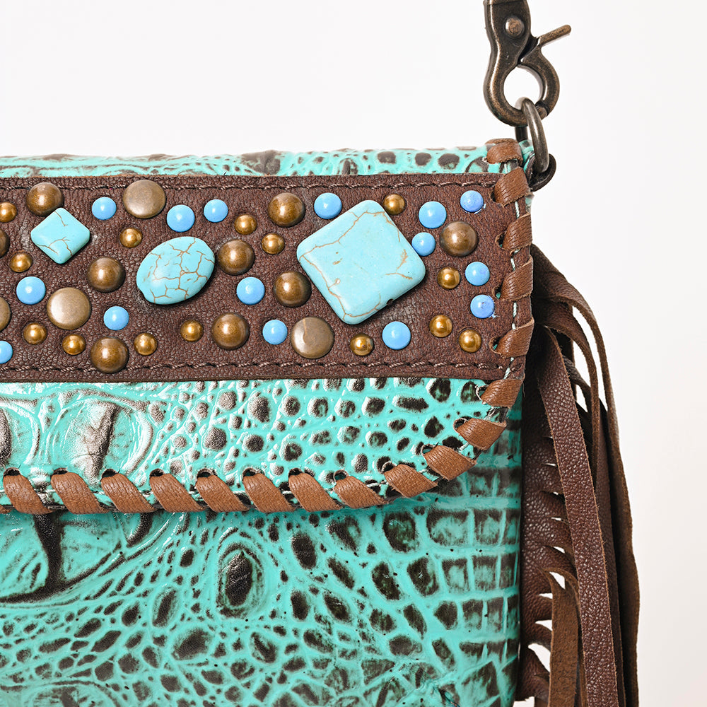 American Darling ADBG1241 Crocodile Embossed Genuine Leather Women Bag Western Handbag Purse