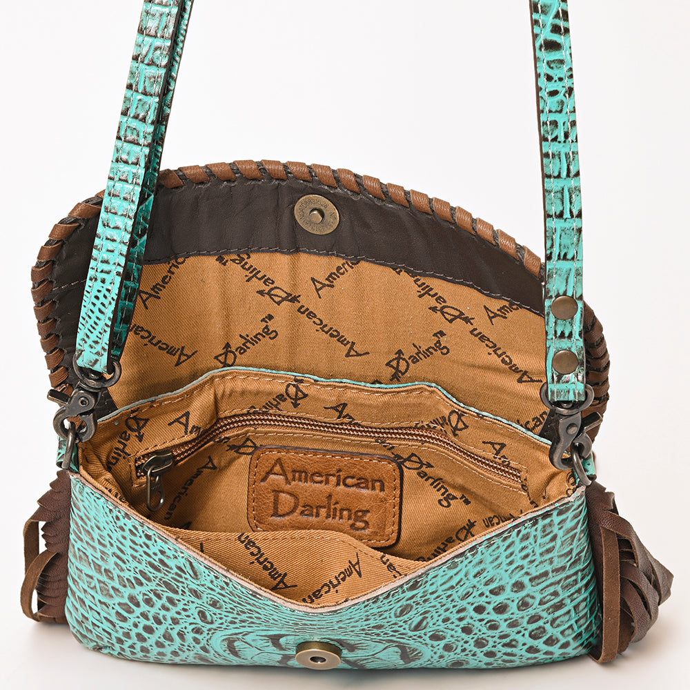 American Darling ADBG1241 Crocodile Embossed Genuine Leather Women Bag Western Handbag Purse