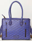 Purple Premium Vegetable Tanned Leather Western Tote Bag For Women Travel Everyday