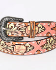 American Darling ADBLF213-L Beautifully Hand Tooled Genuine American Leather Belt Men and  Women