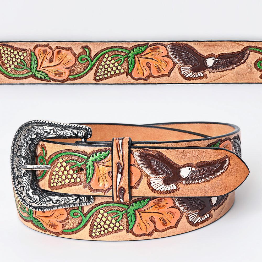 American Darling ADBLF160-L Beautifully Hand Tooled Genuine American Leather Belt Men and  Women