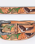 American Darling ADBLF160-L Beautifully Hand Tooled Genuine American Leather Belt Men and  Women