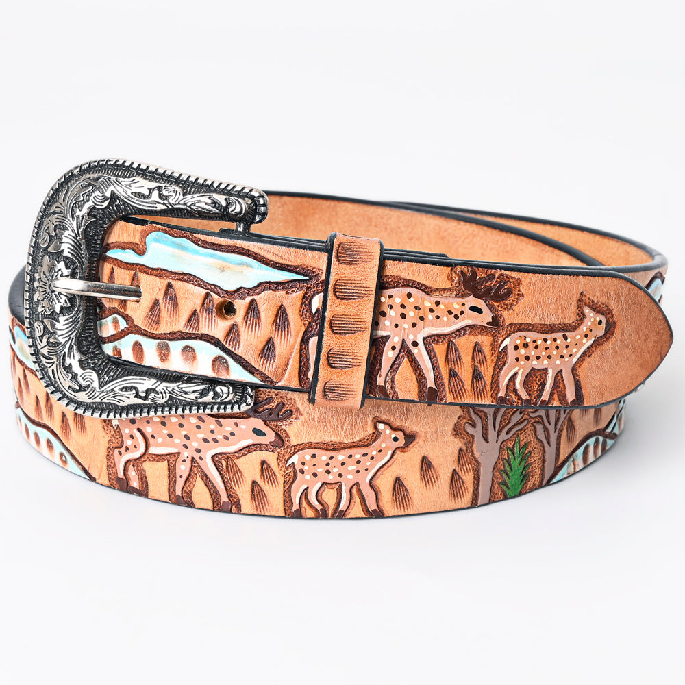 American Darling ADBLF163-L Beautifully Hand Tooled Genuine American Leather Belt Men and  Women