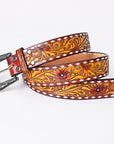 American Darling ADBLF164-L Beautifully Hand Tooled Genuine American Leather Belt Men and  Women