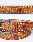 American Darling ADBLF164-L Beautifully Hand Tooled Genuine American Leather Belt Men and  Women