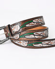 American Darling ADBLF166-L Beautifully Hand Tooled Genuine American Leather Belt Men and  Women