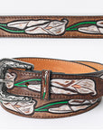 American Darling ADBLF166-L Beautifully Hand Tooled Genuine American Leather Belt Men and  Women