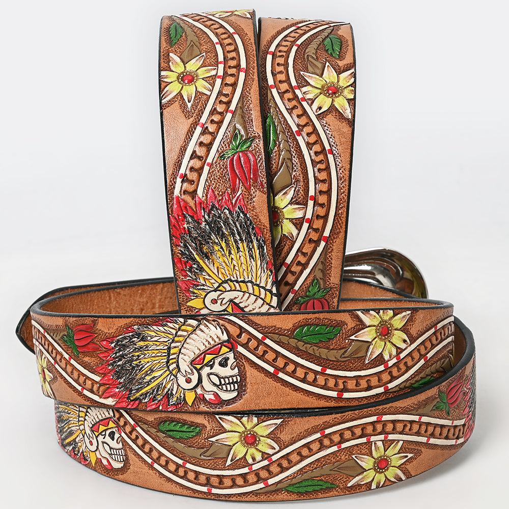 American Darling ADBLF168-L Beautifully Hand Tooled Genuine American Leather Belt Men and  Women