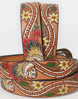 American Darling ADBLF168-L Beautifully Hand Tooled Genuine American Leather Belt Men and  Women