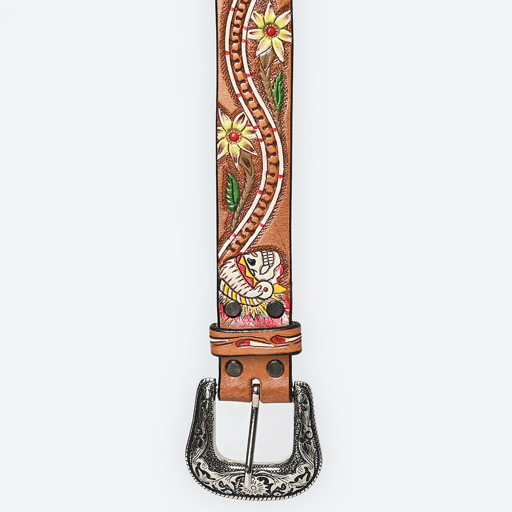 American Darling ADBLF168-L Beautifully Hand Tooled Genuine American Leather Belt Men and  Women