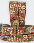 American Darling ADBLF168-L Beautifully Hand Tooled Genuine American Leather Belt Men and  Women