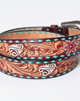 American Darling ADBLF170-M Beautifully Hand Tooled Genuine American Leather Belt Men and  Women