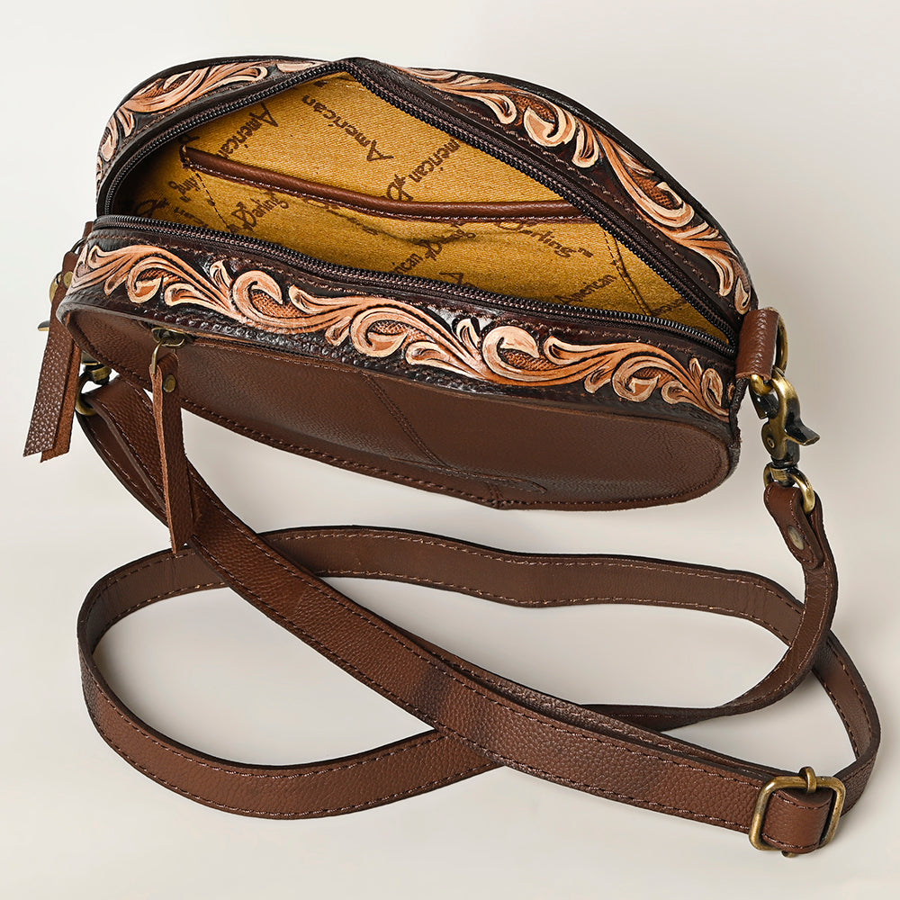 American Darling Canteen Hand Tooled Genuine Leather Women Bag Western Canteen Handbag Purse |