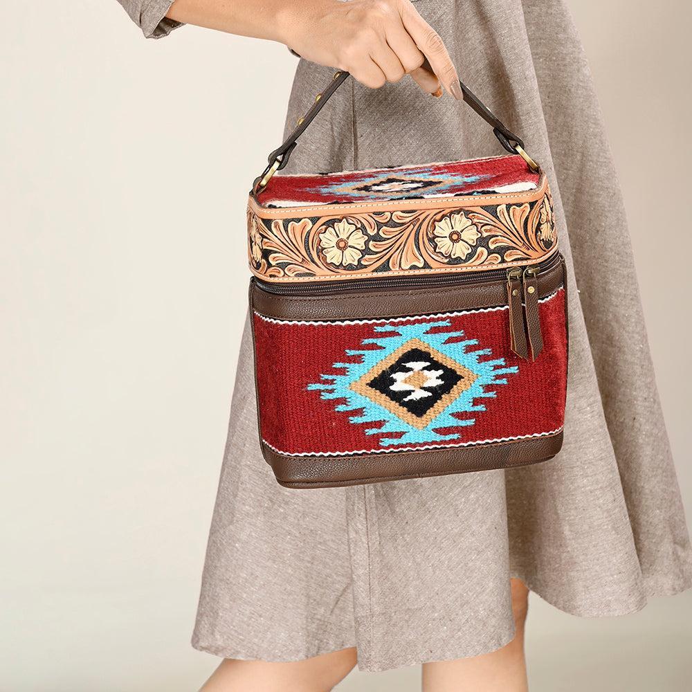 ADBGA427 American Darling Hand Tooled Saddle Blanket Genuine Leather Women Bag Western Handbag Purse