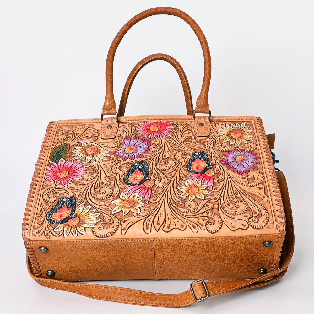 American Darling Briefcase Hand Tooled Genuine Leather Women Bag Western Handbag Purse