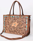 American Darling Briefcase Hand Tooled Genuine Leather Women Bag Western Handbag Purse