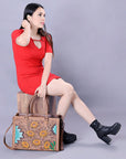American Darling Briefcase Hand Tooled Genuine Leather Women Bag Western Handbag Purse