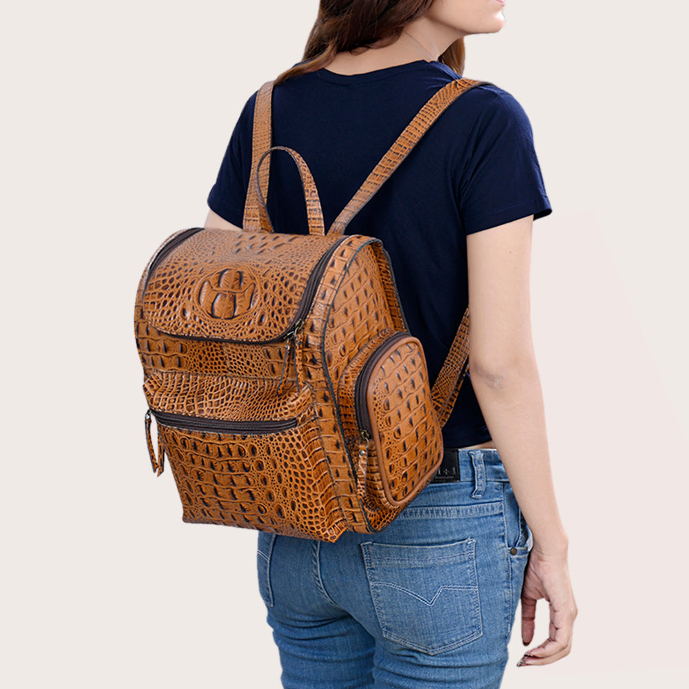 American Darling ADBG1250 Crocodile Embossed Genuine Leather Women Bag Western Handbag Purse