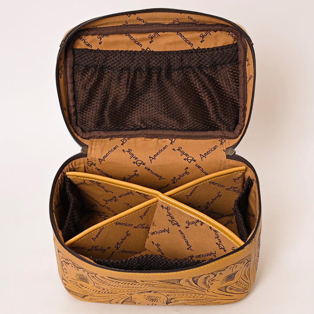 American Darling Jewelry Case Hand Tooled Genuine Leather Women Bag Western Handbag Purse