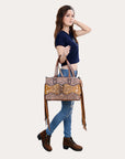 American Darling ADBG1258 Hand Tooled Hair-On Genuine Leather Women Bag Western Handbag Purse
