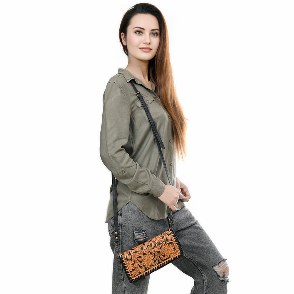 Wallet Hand Tooled Genuine Leather women bag western handbag purse
