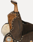 HILASON Western Horse Flex Tree Floral Trail Barrel Racing Genuine American Leather Saddle