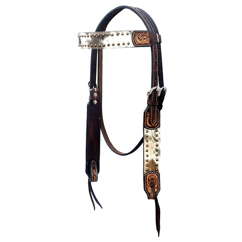 Hand-Carved Leather Western Headstall And Breast Collar Set For Training And Showing