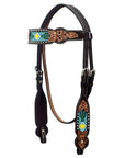 Hand-Carved Leather Western Headstall And Breast Collar Set For Training And Showing
