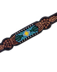 Hilason Horse Floral Hand Carved American Leather Breast Collar Headstall Beaded Brown