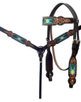 Hand-Carved Leather Western Headstall And Breast Collar Set For Training And Showing
