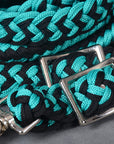 8 Ft. HILASON Braided Turquoise & Black Flat Poly Roping Rein