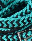 8 Ft. HILASON Braided Turquoise & Black Flat Poly Roping Rein