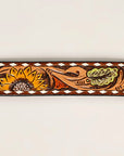 KBBTF102 OHLAY BEAUTIFULLY HAND TOOLED GENUINE AMERICAN LEATHER BELT MEN AND WOMEN