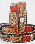 American Darling  Beautifully Hand Tooled Genuine American Leather Belt Men and  Women