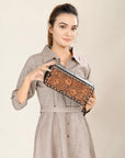 American Darling Hand Tooled Hair On Genuine Leather Women Bag Western Handbag Purse
